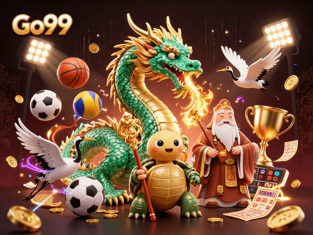 Experience Go99 with vibrant dragon-powered excitement and dynamic sports betting elements.