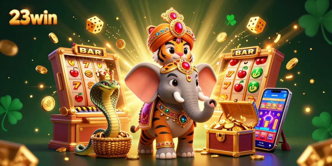 Experience thrilling gaming at 23win with an electrifying 3D casino scene filled with excitement.