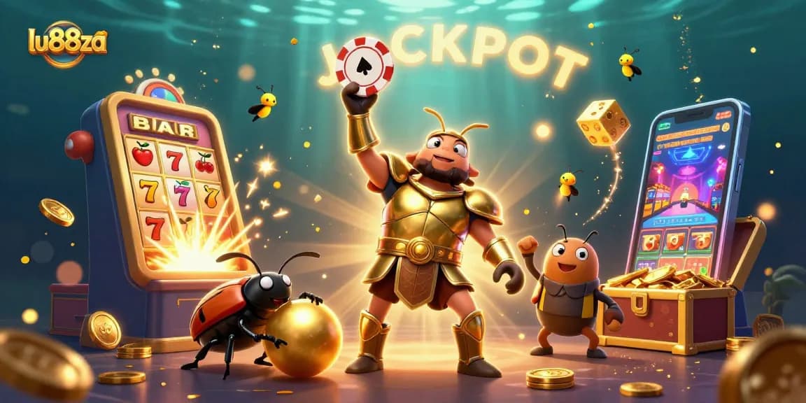 Experience the thrill of winning at lu88za with a lively 3D jackpot scene featuring colorful gaming elements.