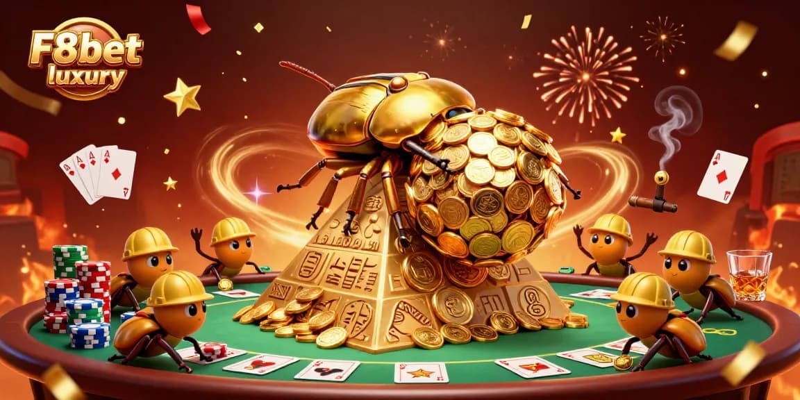 Experience thrilling gameplay at F8bet luxury with a golden beetle-themed casino scene.