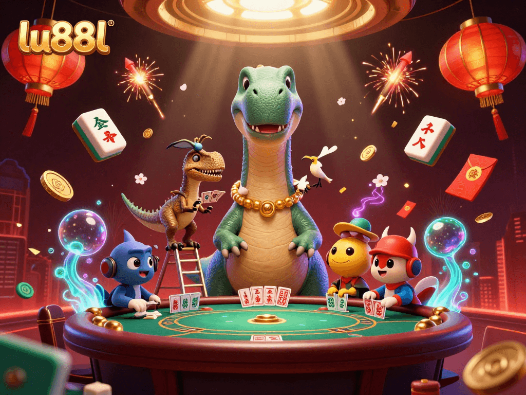Players explore the vibrant world of lu88l with a fun 3D casino illustration featuring engaging game elements.