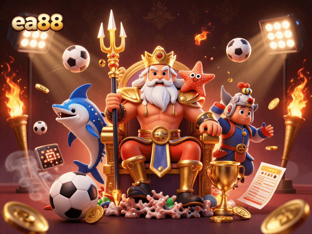 Play exciting games at ea88 casino, featuring Neptune, sports elements, and vibrant rewards.