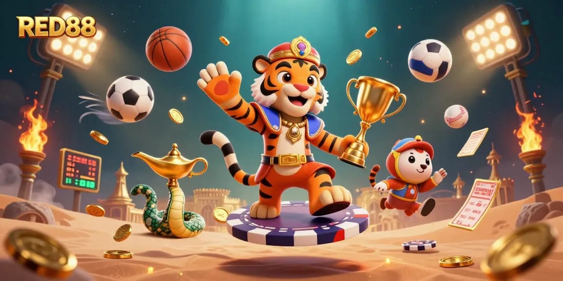 Experience thrilling gaming adventures with RED88, featuring vibrant characters and dynamic sports elements.
