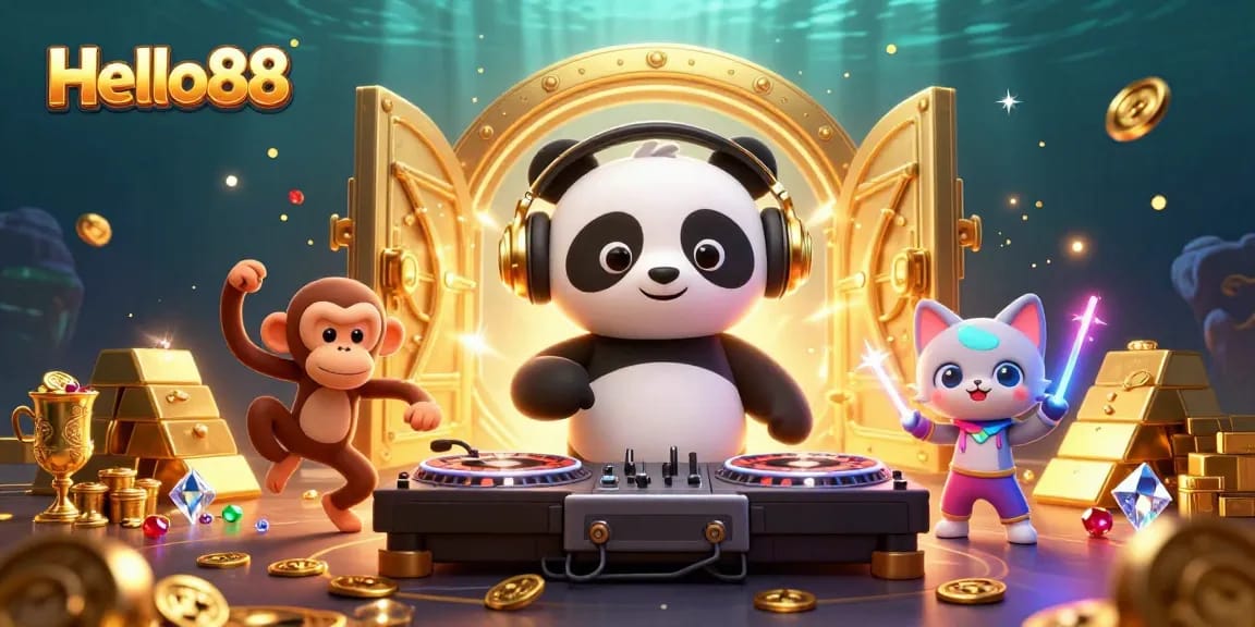 Join the fun with Hello88 as our DJ panda spins the wheels of fortune!