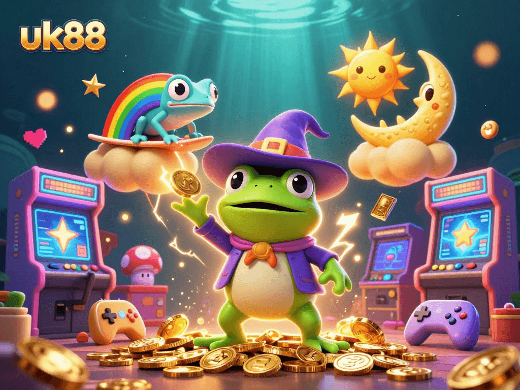 Experience the excitement of uk88 casino with vibrant 3D characters and a wealth of golden coins.