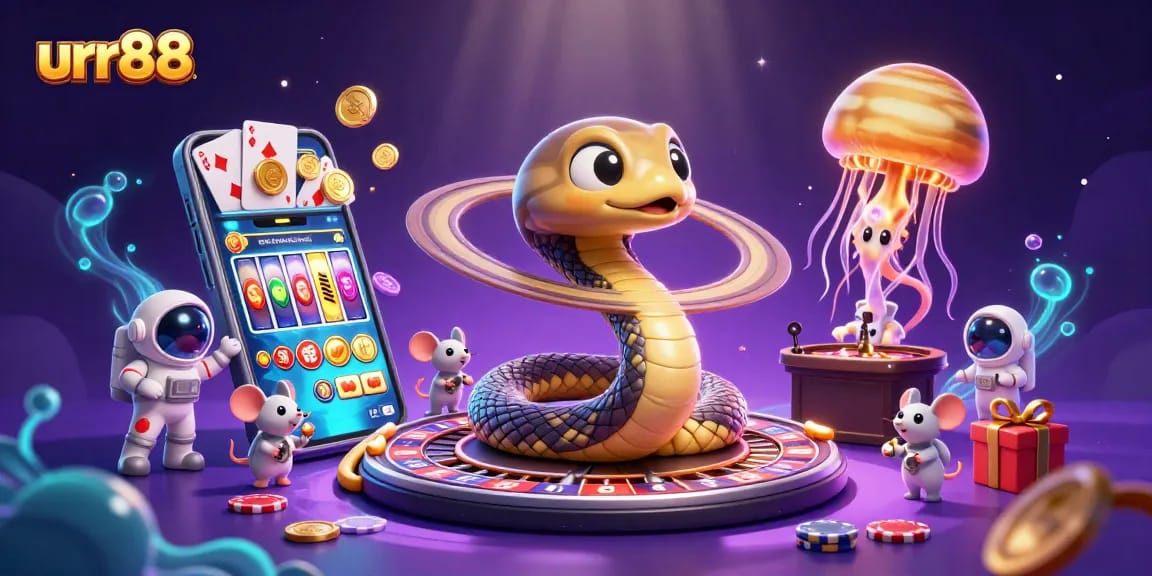 Play exciting games at urr88 with immersive cosmic visuals and vibrant gambling elements.