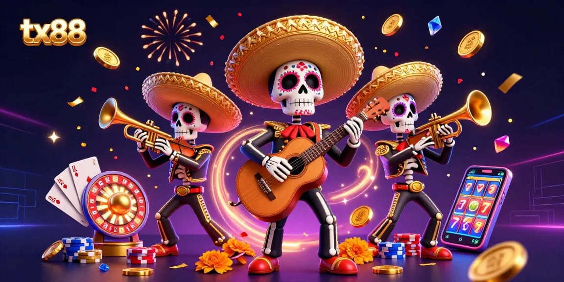 Engage with tx88's vibrant mariachi band amidst a dynamic casino scene.