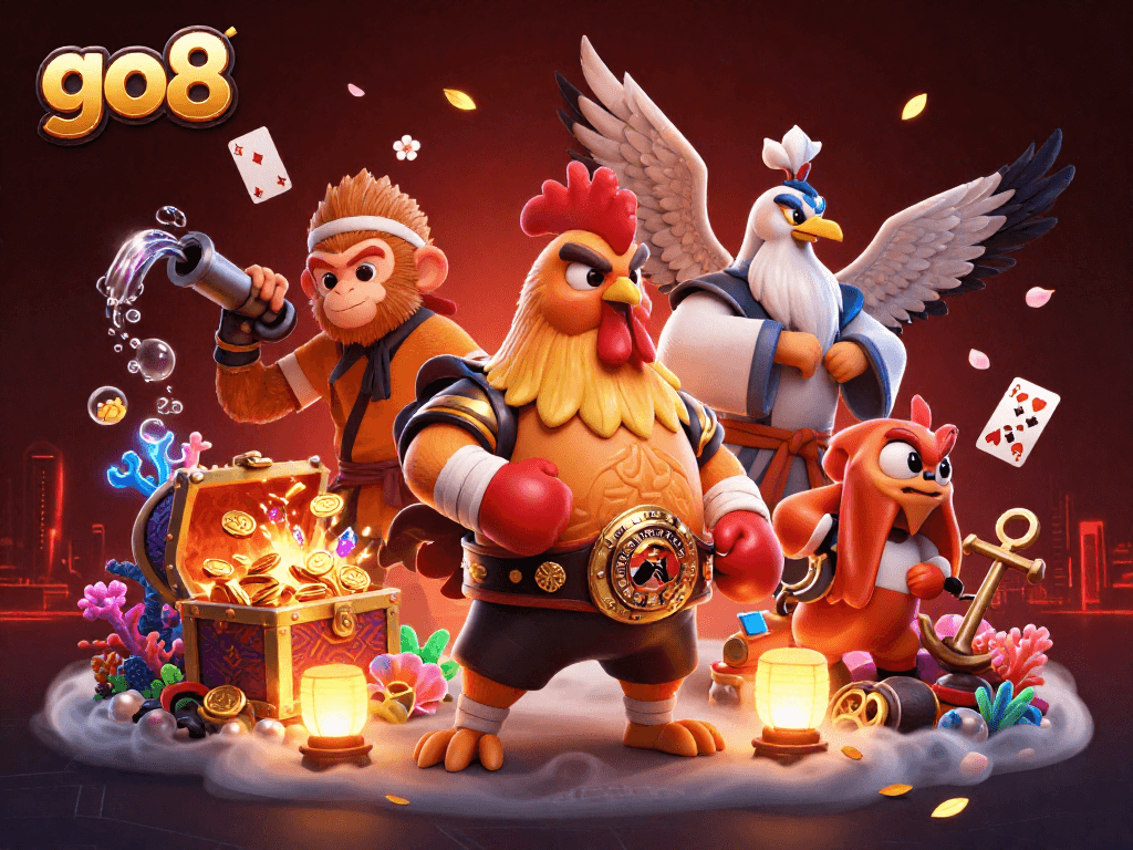 Experience the thrill of the go8 gaming world with colorful treasures and dynamic characters.