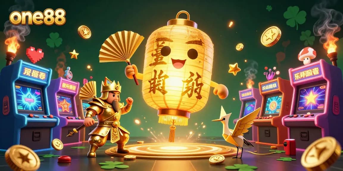 Engage in thrilling gameplay at one88 with a vibrant 3D casino scene filled with iconic symbols.