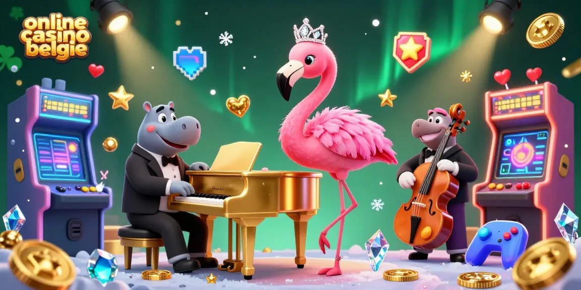Experience the fun at an online casino belgie, featuring vibrant characters and gaming elements.