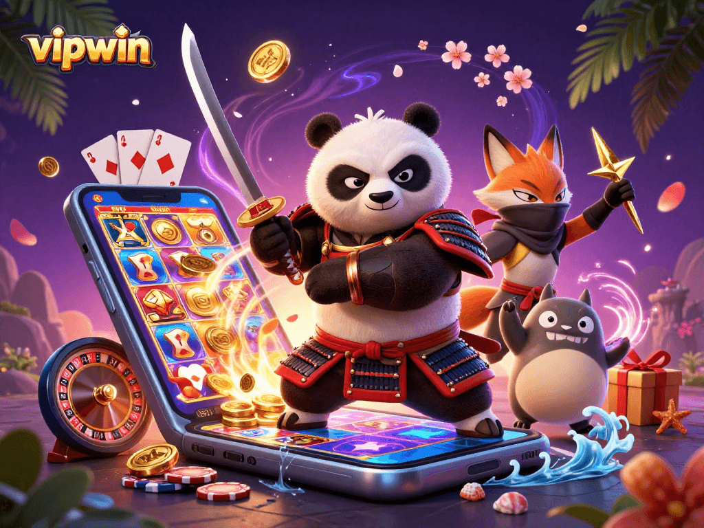 Experience thrilling gameplay at vipwin with a fierce samurai panda and enchanting ninja fox.