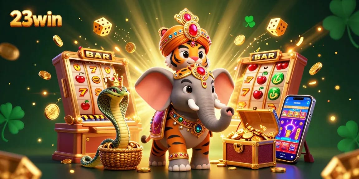 Experience thrilling gaming at 23win with an electrifying 3D casino scene filled with excitement.