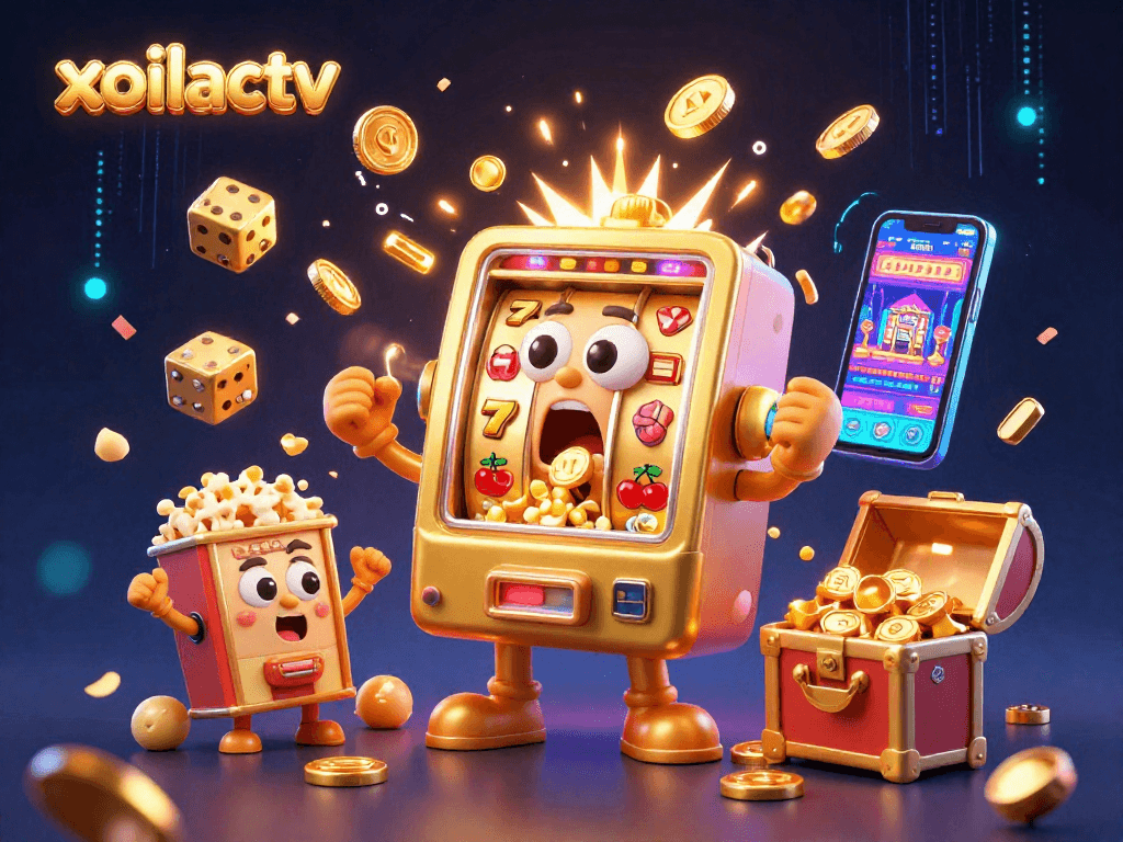 Experience thrilling gameplay with xoilactv and its captivating animated jackpot scene featuring charming characters and dynamic casino elements.