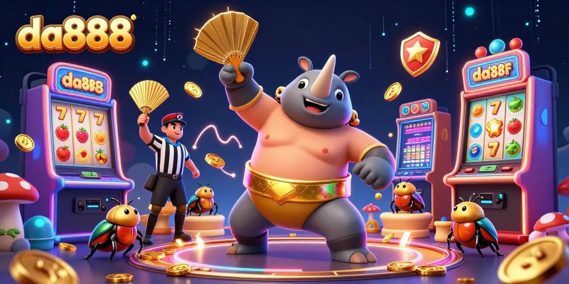 Experience exhilarating wins at da888 with a vibrant casino-themed illustration showcasing unique characters.