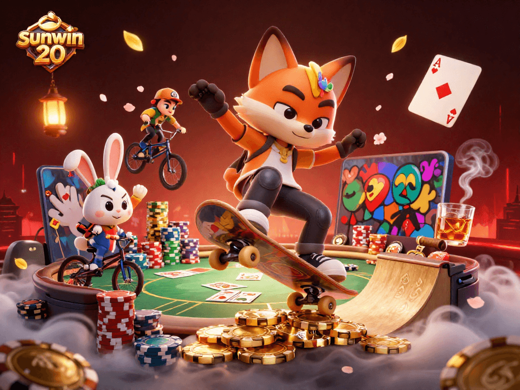 Experience thrilling gameplay with sunwin 20 in this vibrant casino-themed illustration.