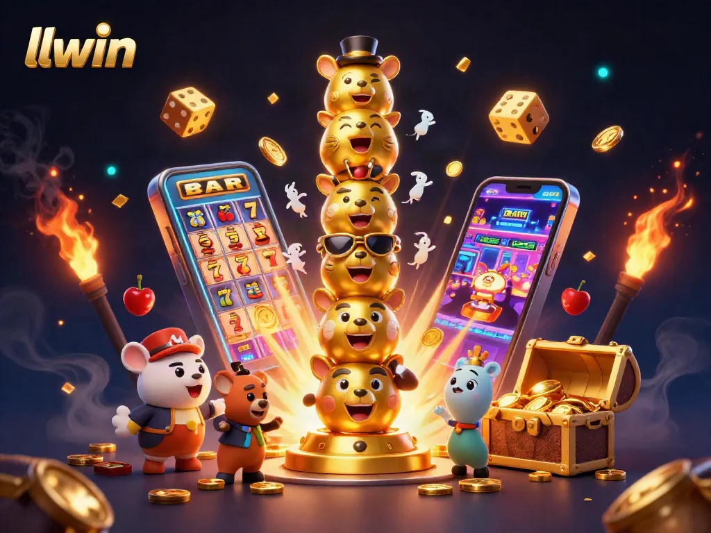 llwin casino totem and vibrant slot machine exploding with coins and symbols