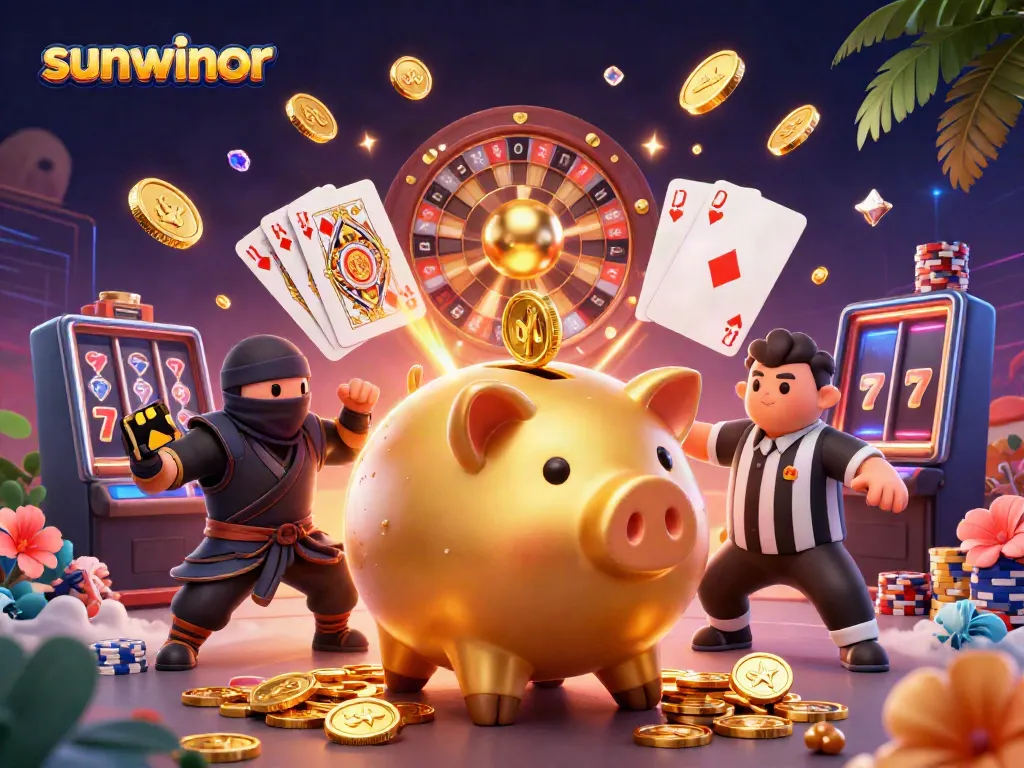 Engage in thrilling gameplay at sunwinor with vibrant slot reels and dynamic casino elements.