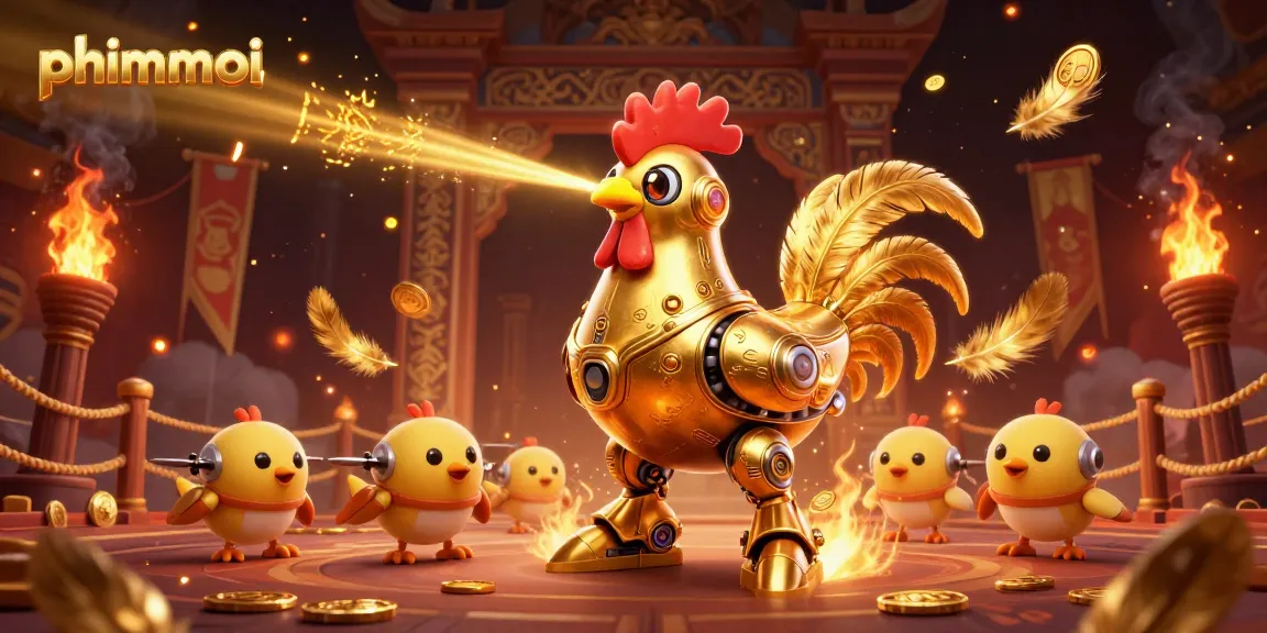 Engage with phimmoi's thrilling content featuring lively casino action and golden robots in a dynamic scene.