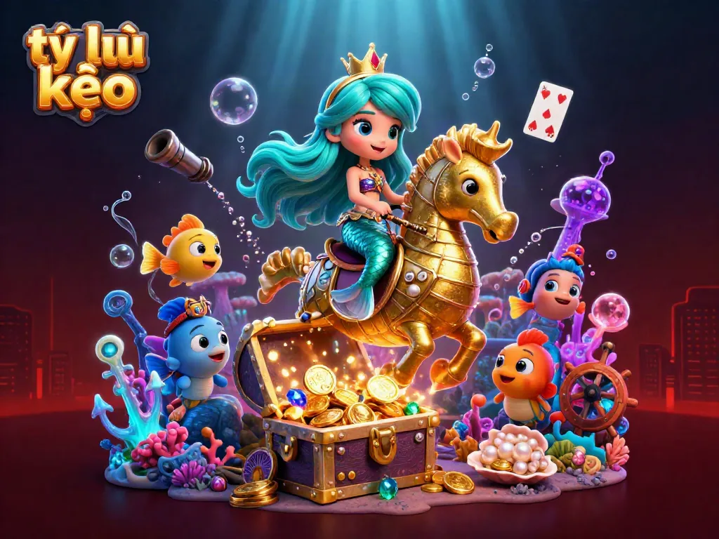 Experience the magic of tỷ lệ kèo with our vibrant underwater casino scene full of adventure.