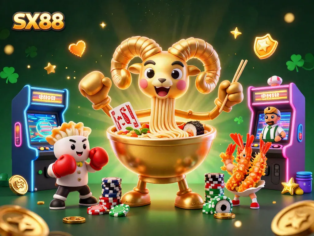 SX88 brings excitement with a vibrant illustration of casino-themed characters and games