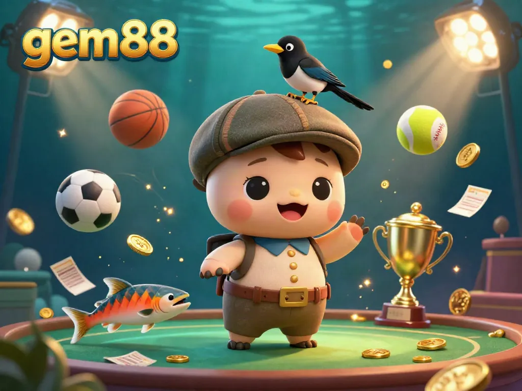 Experience the excitement of gem88 with a playful Nessie and casino elements, highlighting vibrant betting interactions.