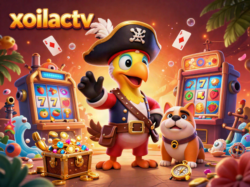Experience the excitement of gambling with xoilactv featuring vibrant slot machines and animated characters.