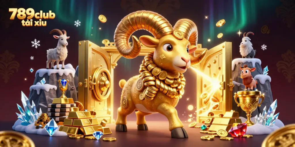 Engage in thrilling 789club tài xỉu gameplay surrounded by gold and treasures for a winning experience.