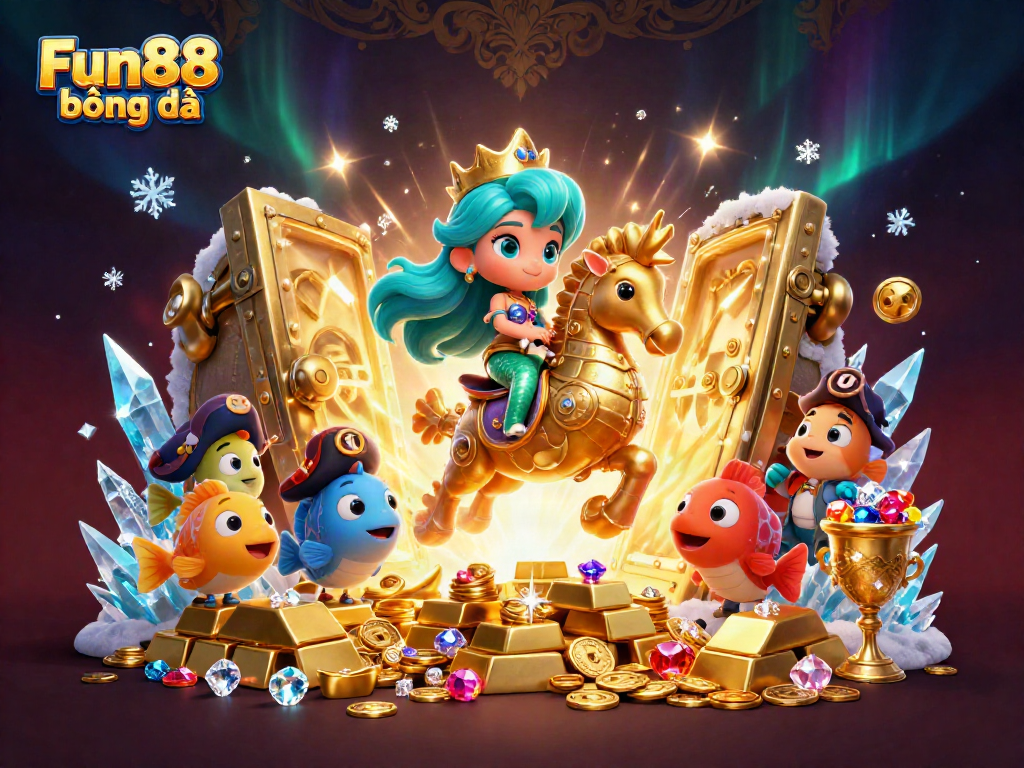 Experience thrilling Fun88 bóng đá betting with vibrant characters in a rich, dynamic casino scene.