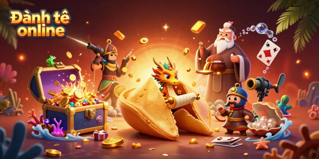 Engage in Đánh đề online with a vibrant illustration of fortune and strategy in a magical setting.