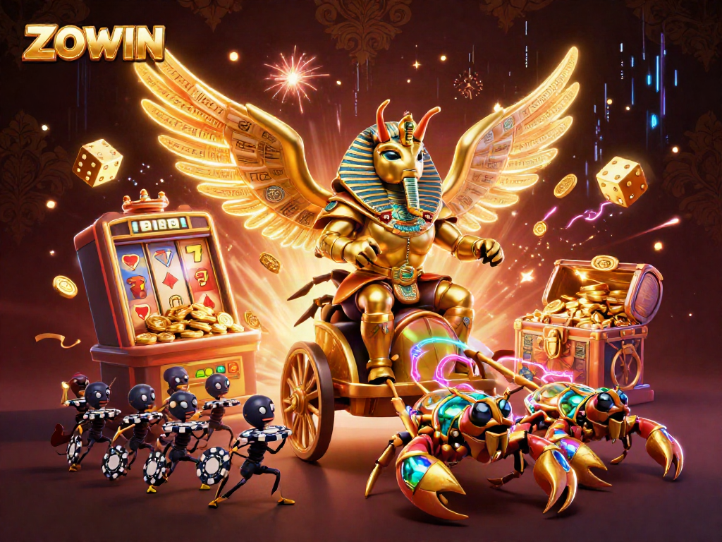 Engage with ZOWIN through a vibrant digital illustration showcasing a lavish casino atmosphere.