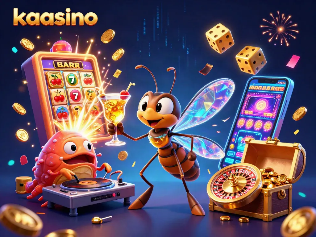 Kaasino's vibrant 3D cartoon casino mascots and dynamic gaming elements come to life in a thrilling online gaming scene.