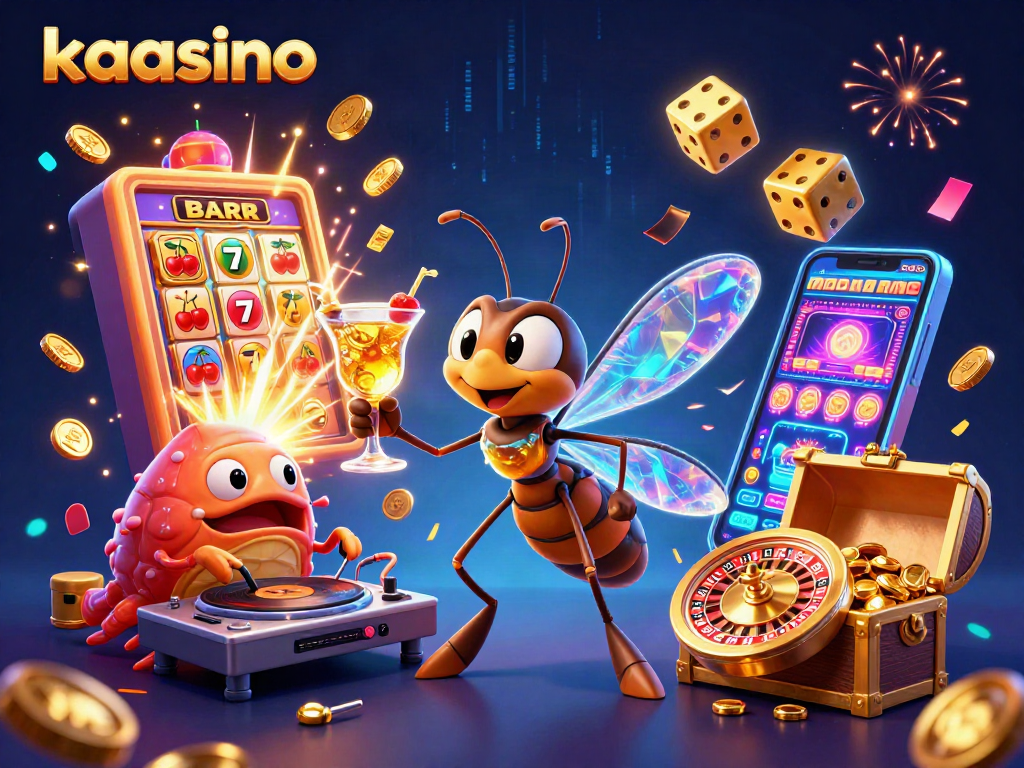 Kaasino's vibrant 3D cartoon casino mascots and dynamic gaming elements come to life in a thrilling online gaming scene.