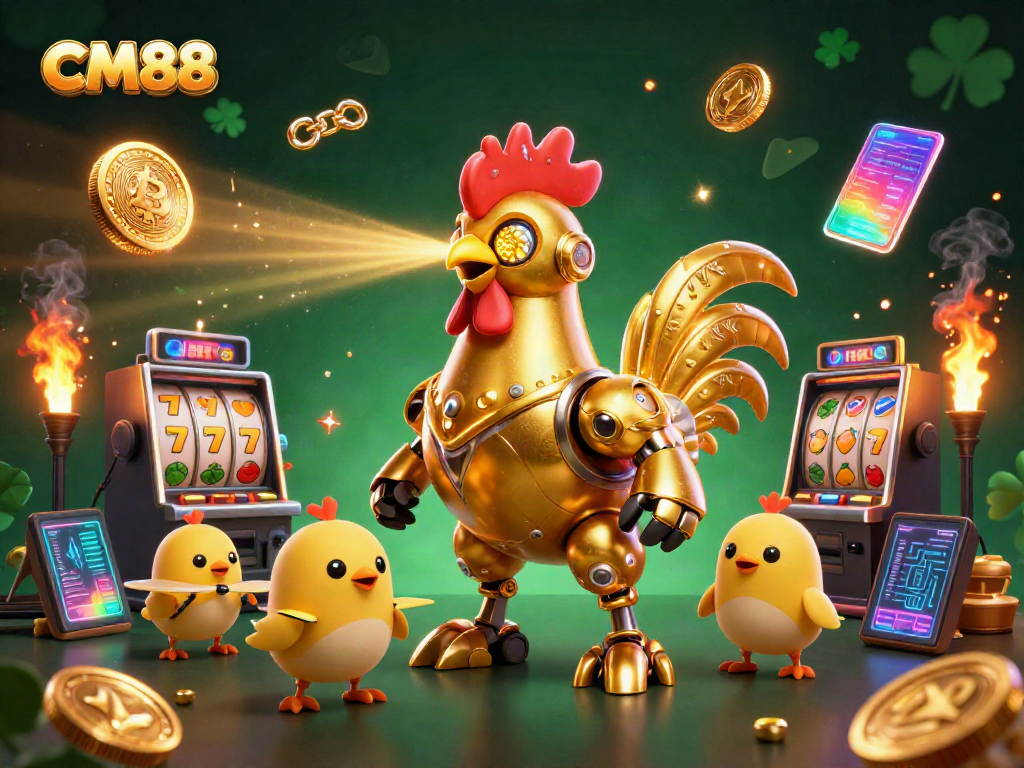Engage with CM88's vibrant casino experience featuring animated characters and slot games.
