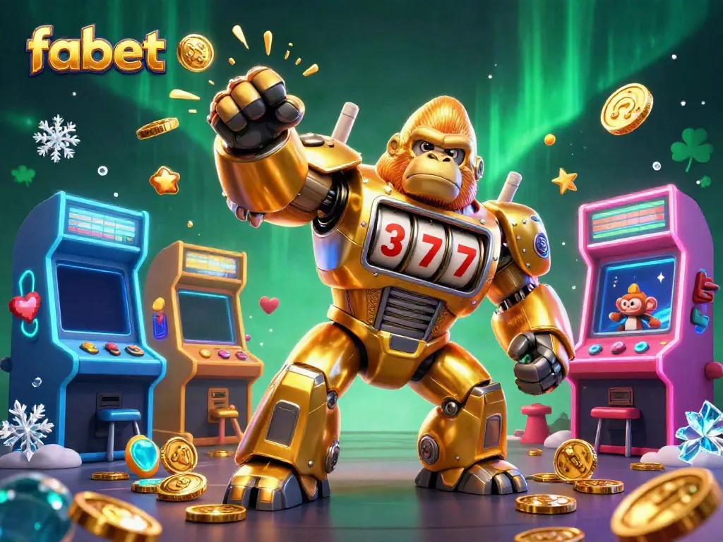 Experience the thrilling action of fabet with a 3D golden mech slot machine and explosive gameplay.
