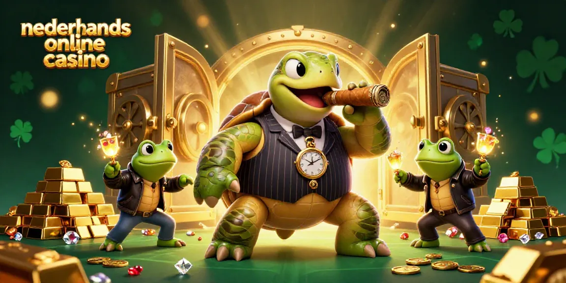Experience the excitement of a nederlands online casino with a vibrant 3D casino illustration showcasing a spirited scene of adventure and riches.