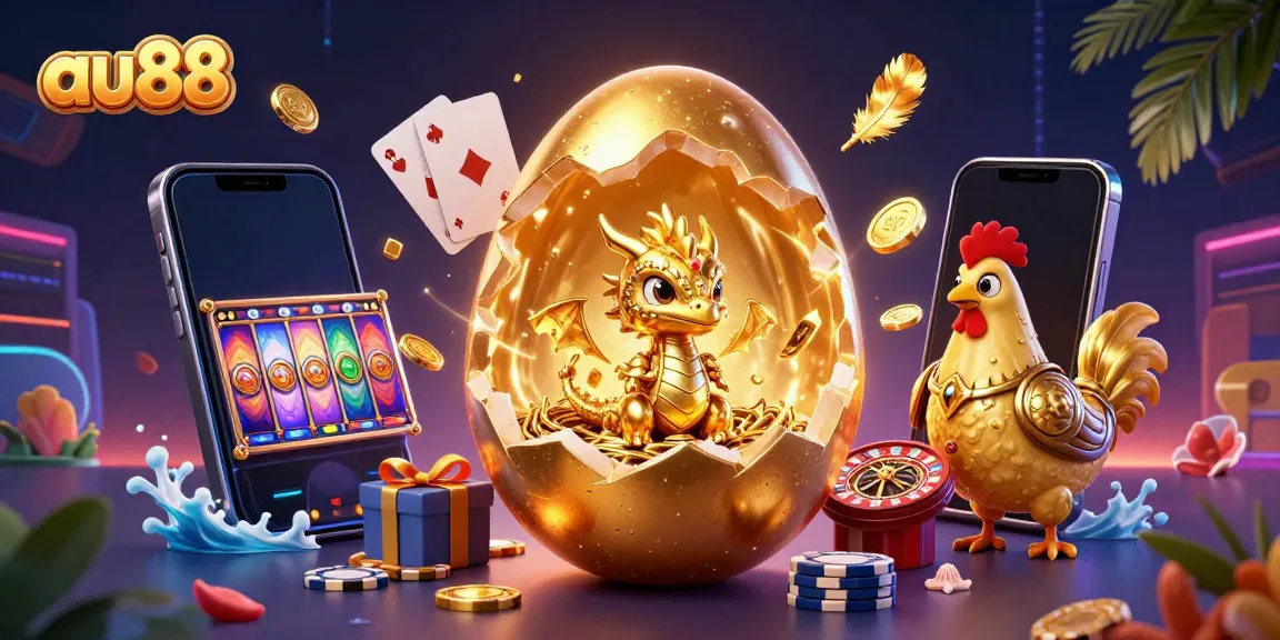 Engage with the thrilling world of au88, showcasing a vibrant scene of a golden dragon and exciting gaming elements.
