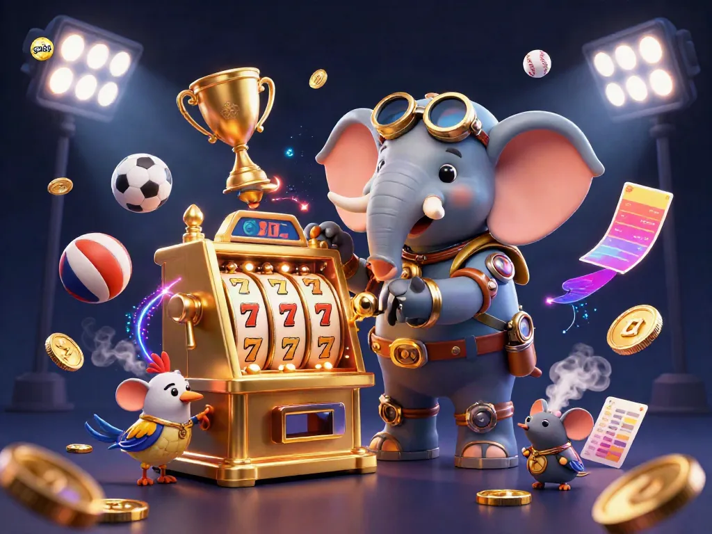 Experience thrilling gameplay at go88 while the steampunk elephant operates a dynamic slot machine.