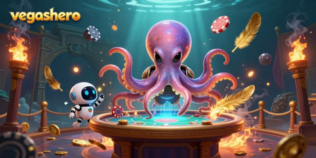Experience thrilling poker action with vegashero in this vibrant 3D illustration.