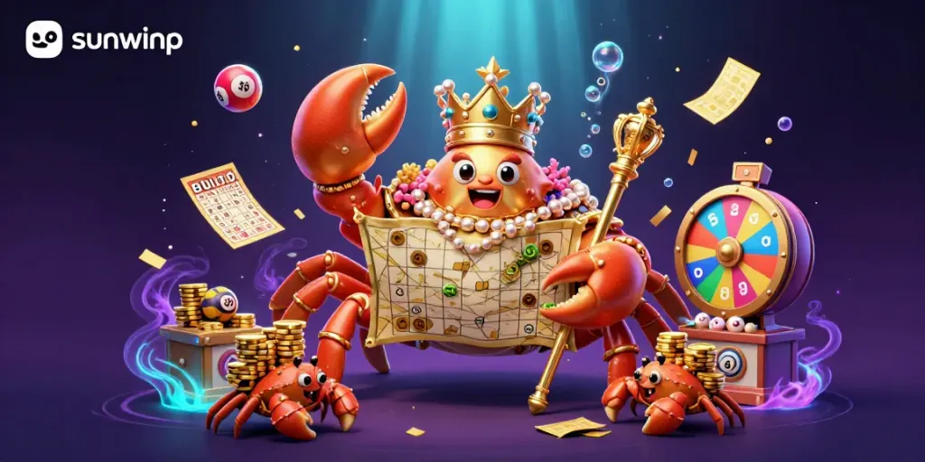 Experience thrilling gameplay action with sunwinp's dynamic casino scene featuring a golden crab emperor.