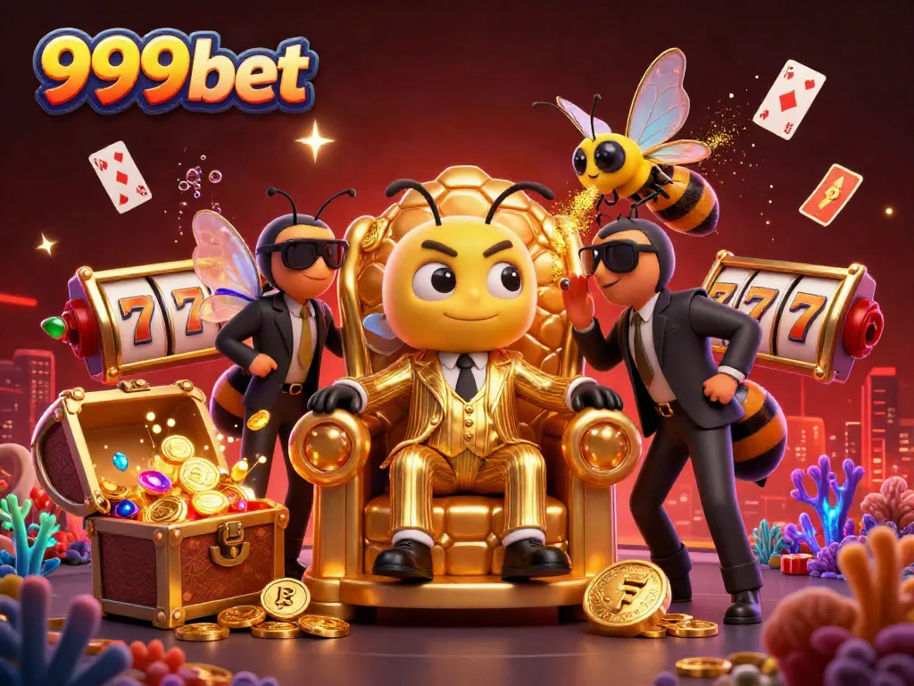Experience the thrill of 999bet with exciting slot games and vibrant characters in a casino setting.