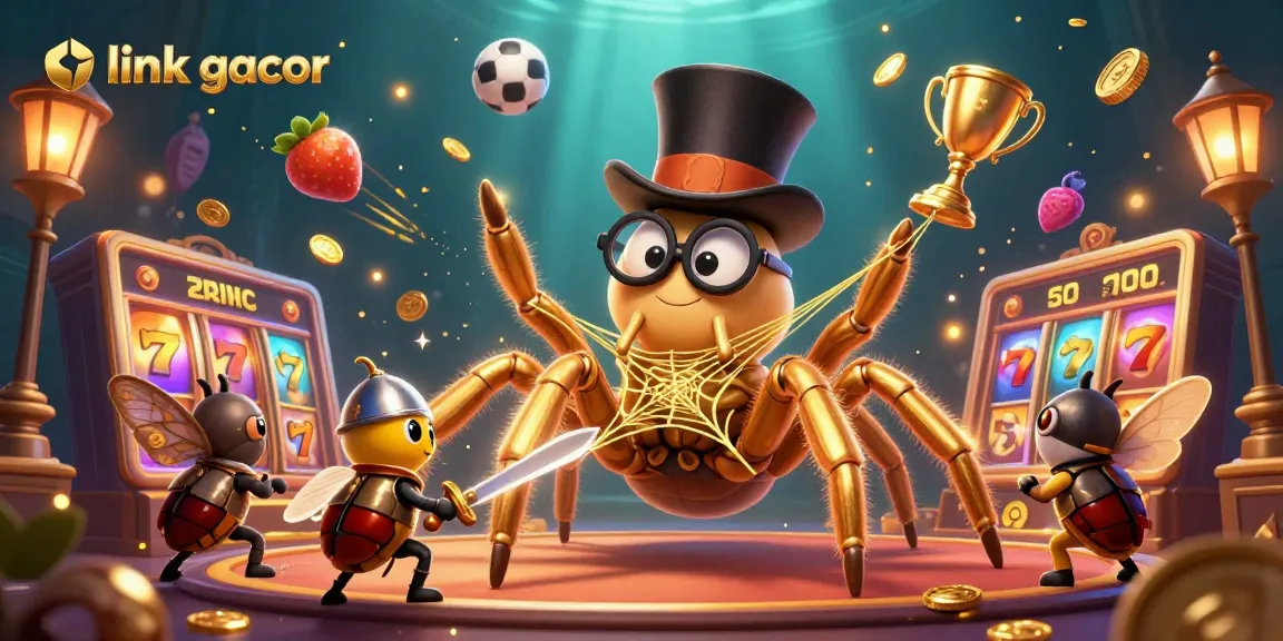 Experience thrilling wins with 'link gacor', showcasing golden symbols and vibrant casino action.