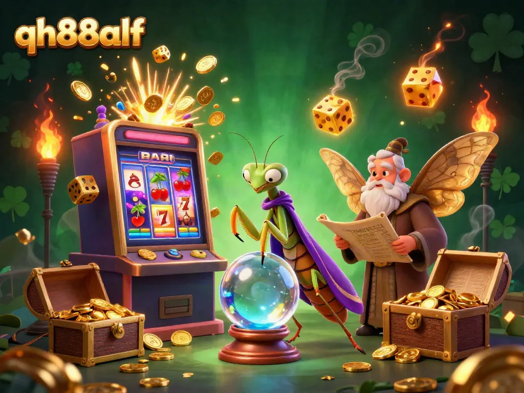 Experience thrilling moments with qh88alf in this vibrant 3D casino scene featuring fortune tellers and game explosions.