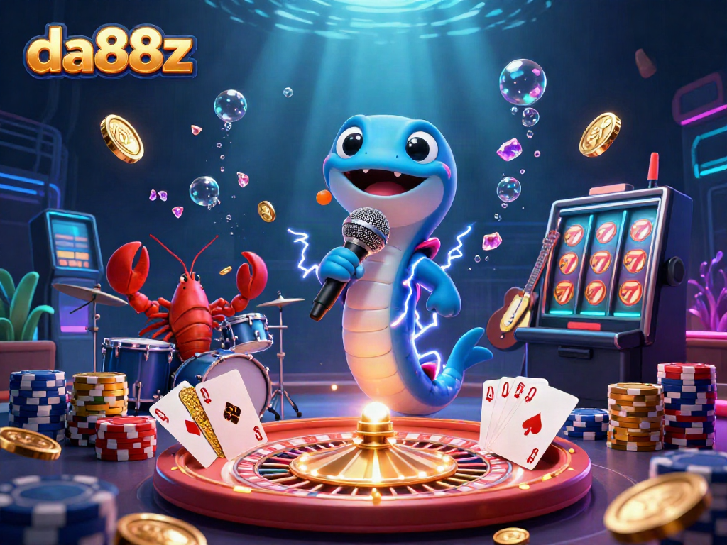Engage in thrilling online gaming with da88z featuring a vibrant DJ eel and dynamic underwater casino scene.