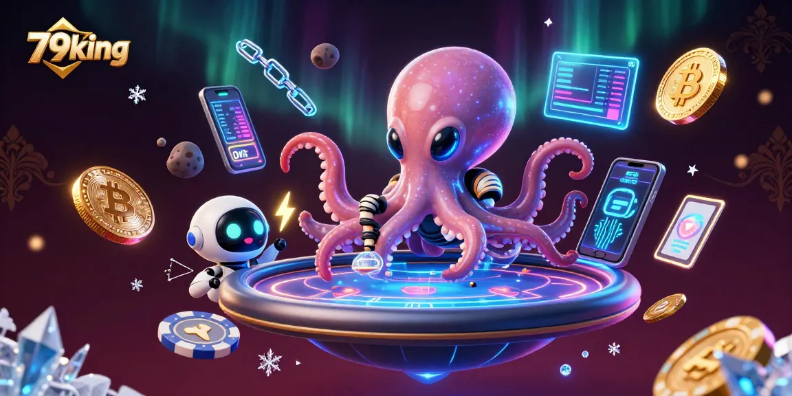 Experience thrilling poker sessions at 79king with a vibrant cosmic octopus dealer.