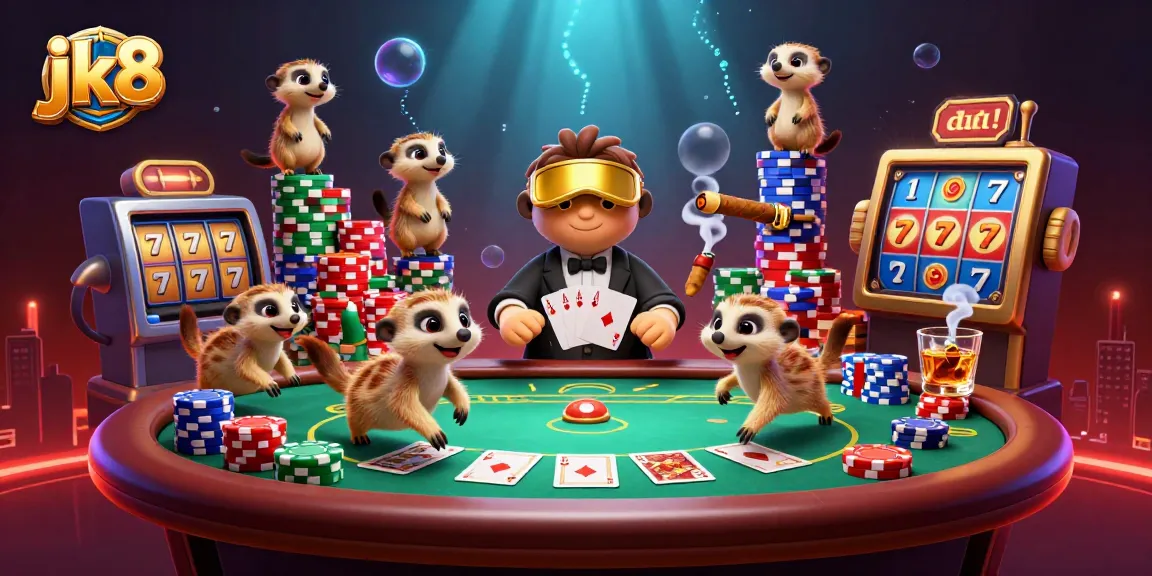 Experience thrilling gaming interactions at jk8 with dynamic casino action featuring clever meerkats amidst vibrant elements.