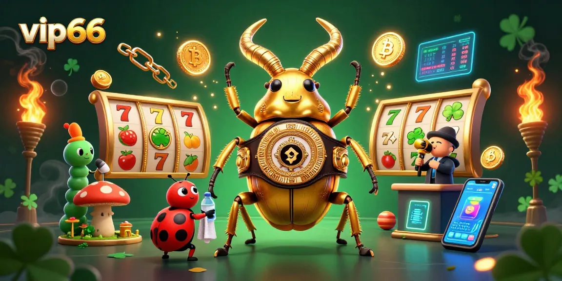 Engage with thrilling slot action in vip66 with a vibrant 3D cartoon scene featuring unique characters.