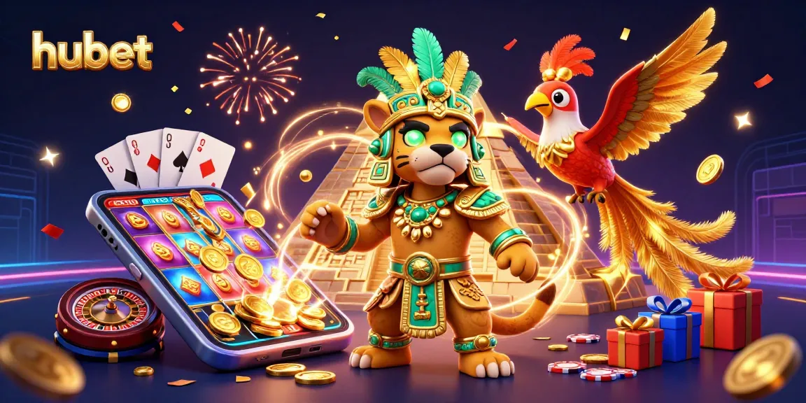 Engage in thrilling gameplay at hubet with vibrant slot reels, golden coins, and dynamic casino elements.