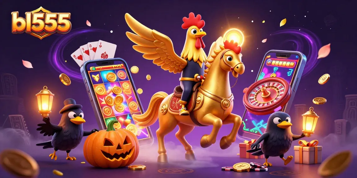 Experience thrilling gameplay at bl555 with golden rooster characters illuminating a vibrant casino scene.