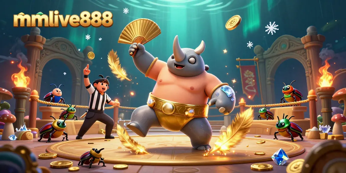 Experience thrilling moments with mmlive888 featuring a vibrant beetle-themed casino scene.
