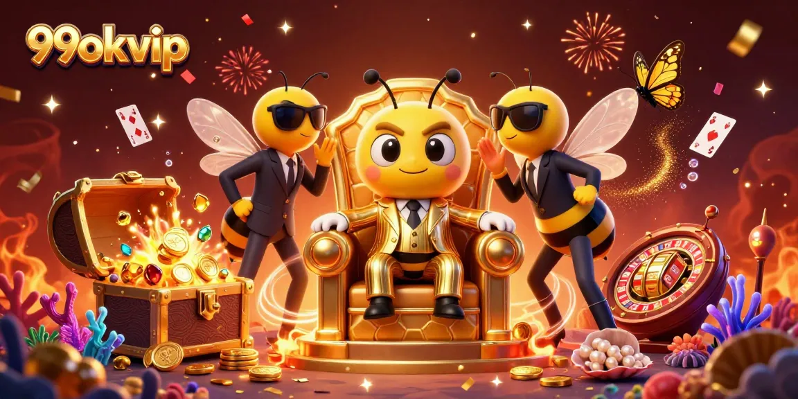 Join the thrill at 99okvip's energetic 3D casino scene, bursting with excitement and fortune.